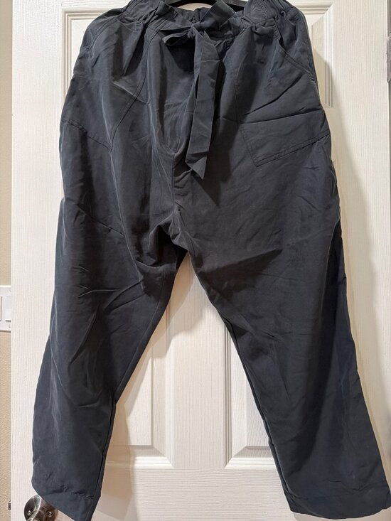 Prologue Pants - Prologue Womens Black Elastic Waist Tie-Front Pants XL Modal-Polyester Blend